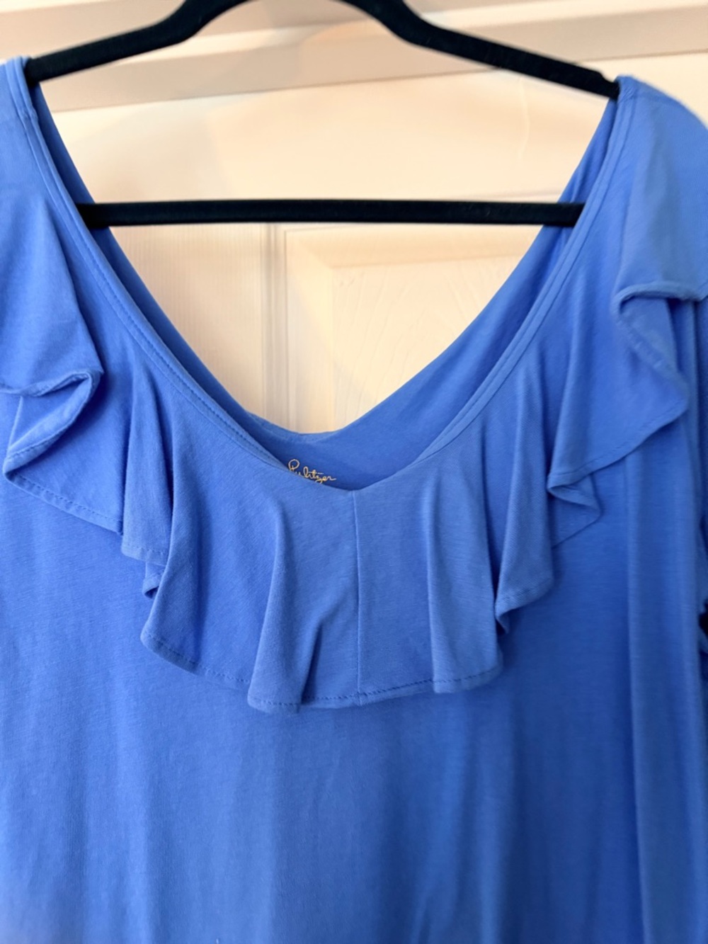 Lilly Pulitzer Periwinkle Ruffle-Neck long Sleeve Tee